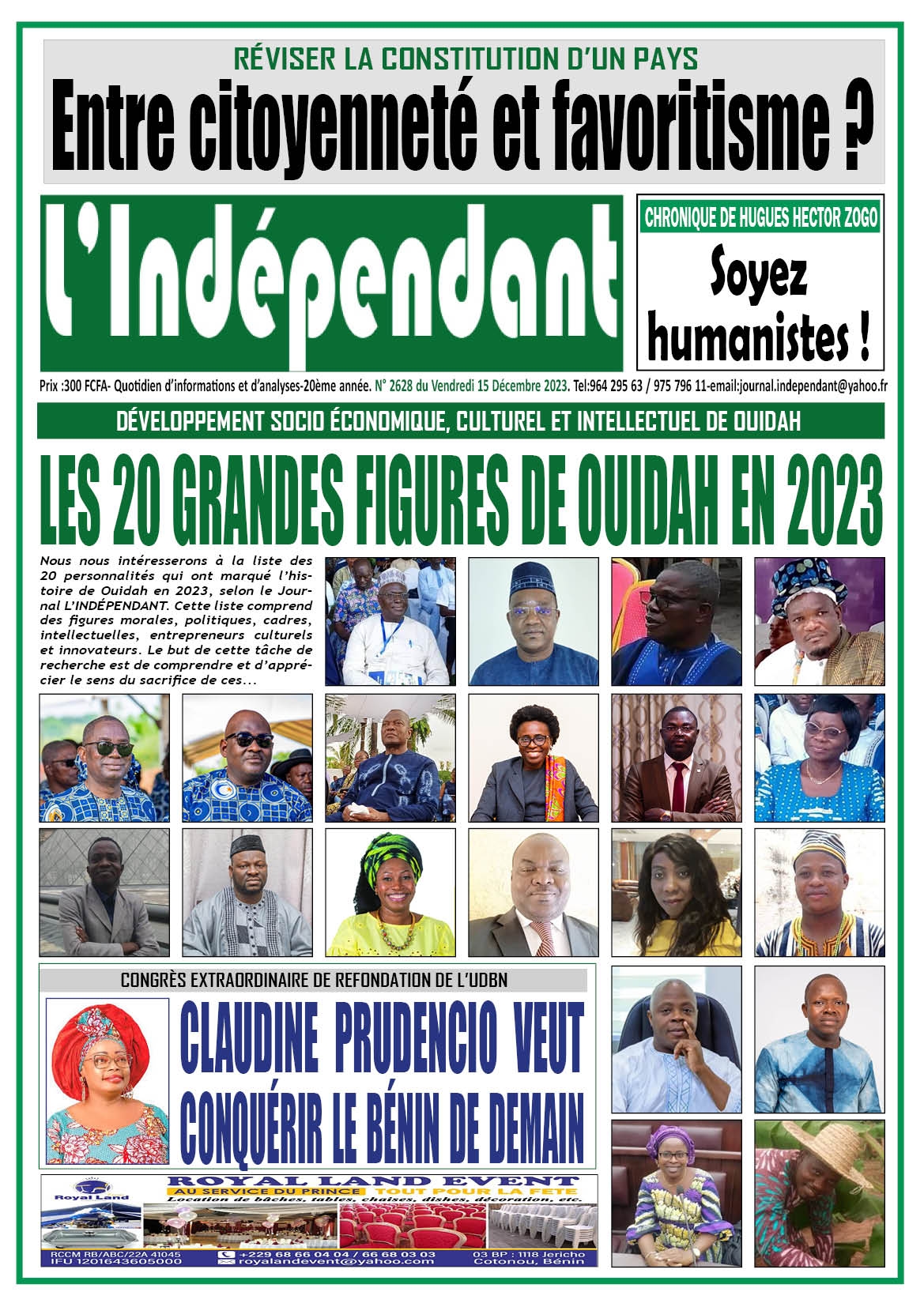 L'INDÉPENDANT - Parution numéro 2628 du vendredi 15 décembre 2023