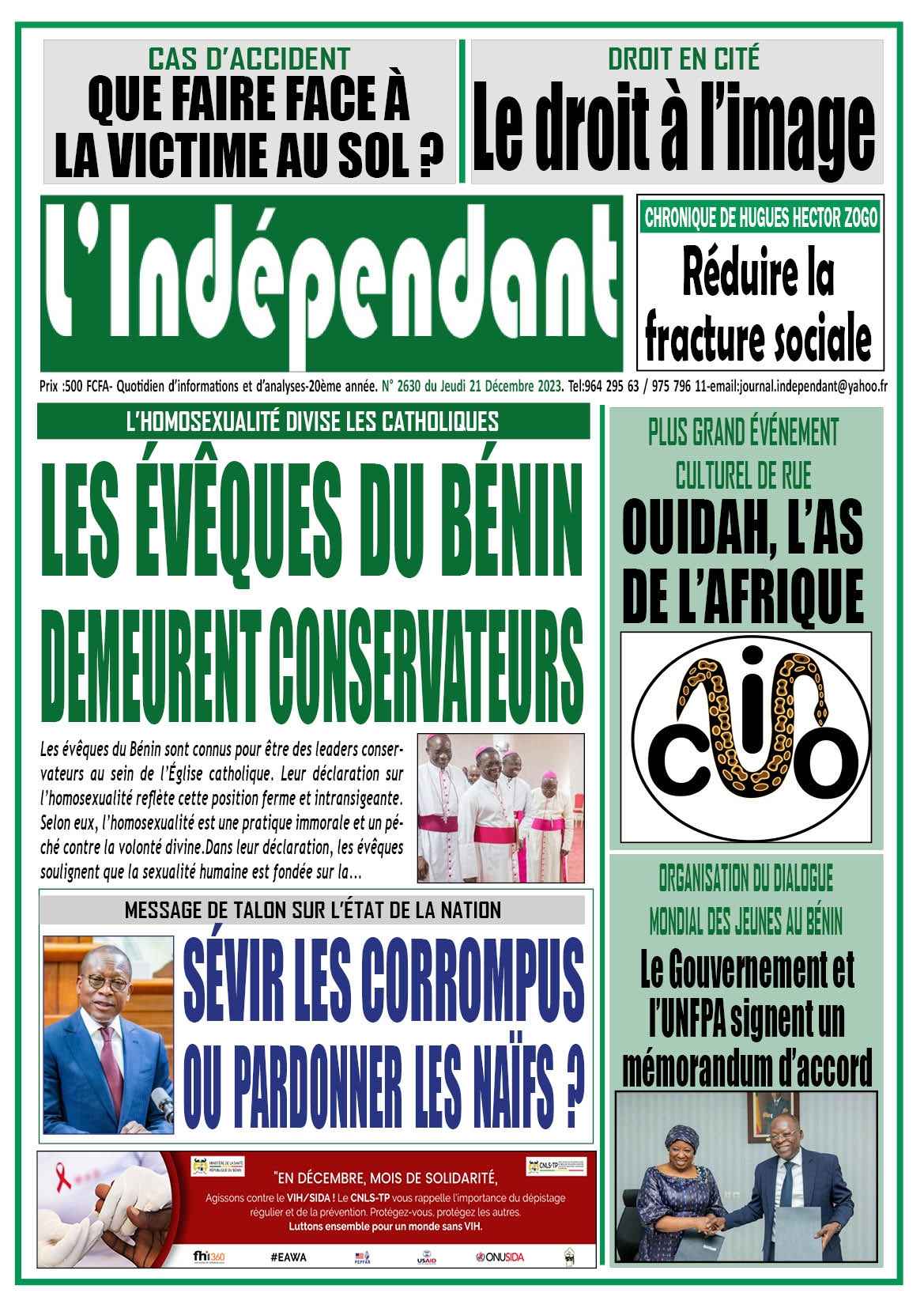 Parution numéro 2630 du jeudi 21 décembre 2023