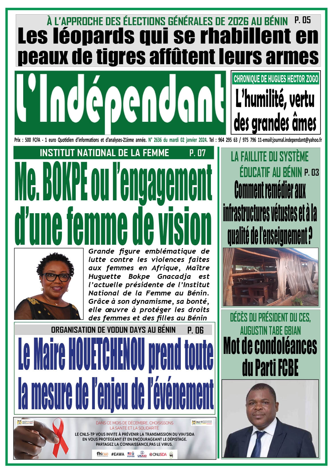 L'Indépendant - Parution numéro 2636 du mardi 02 janvier 2024