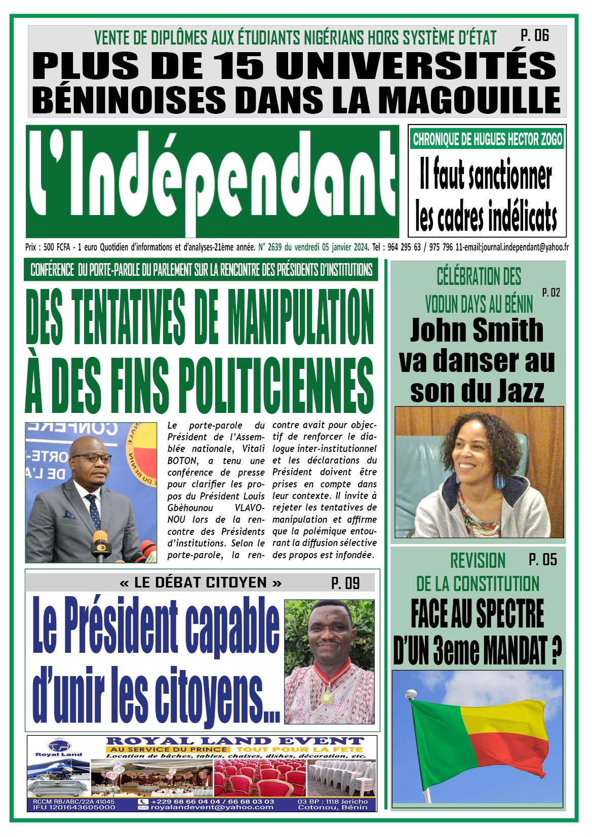 L'Indépendant - Parution numéro 2639 du vendredi 05 janvier 2023