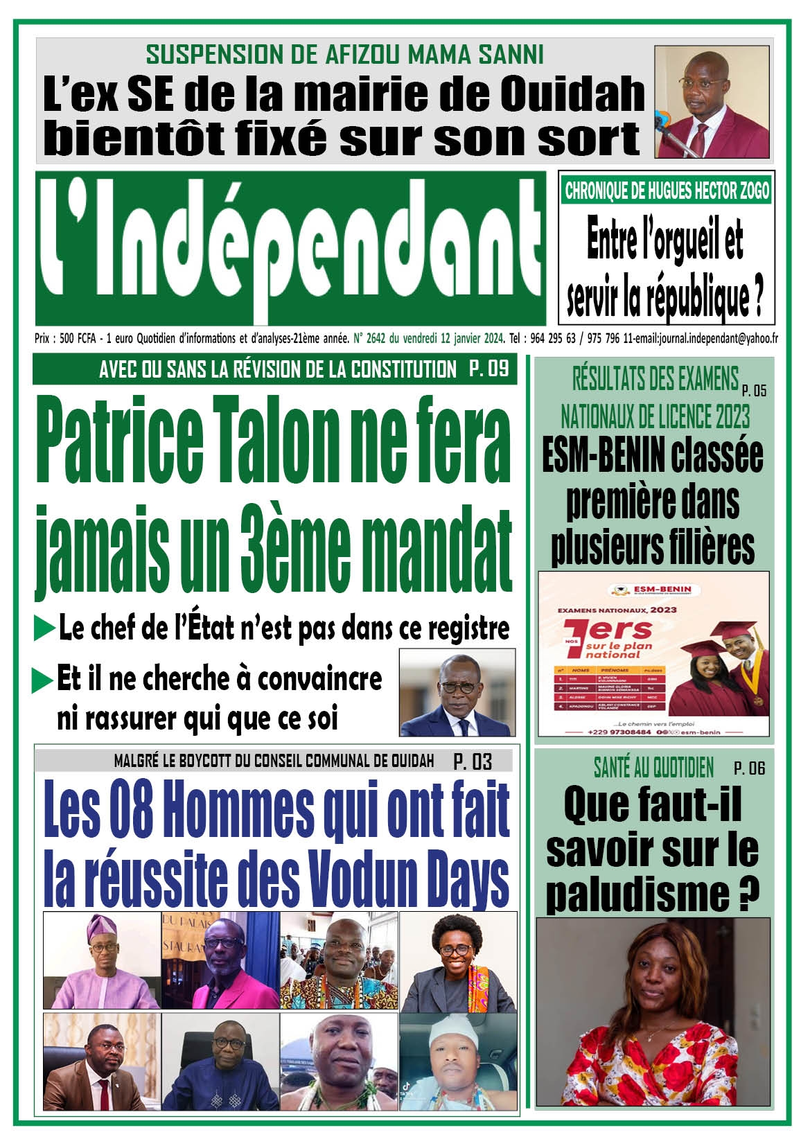 L'Indépendant - Parution numéro 2642 du vendredi 12 janvier 2024