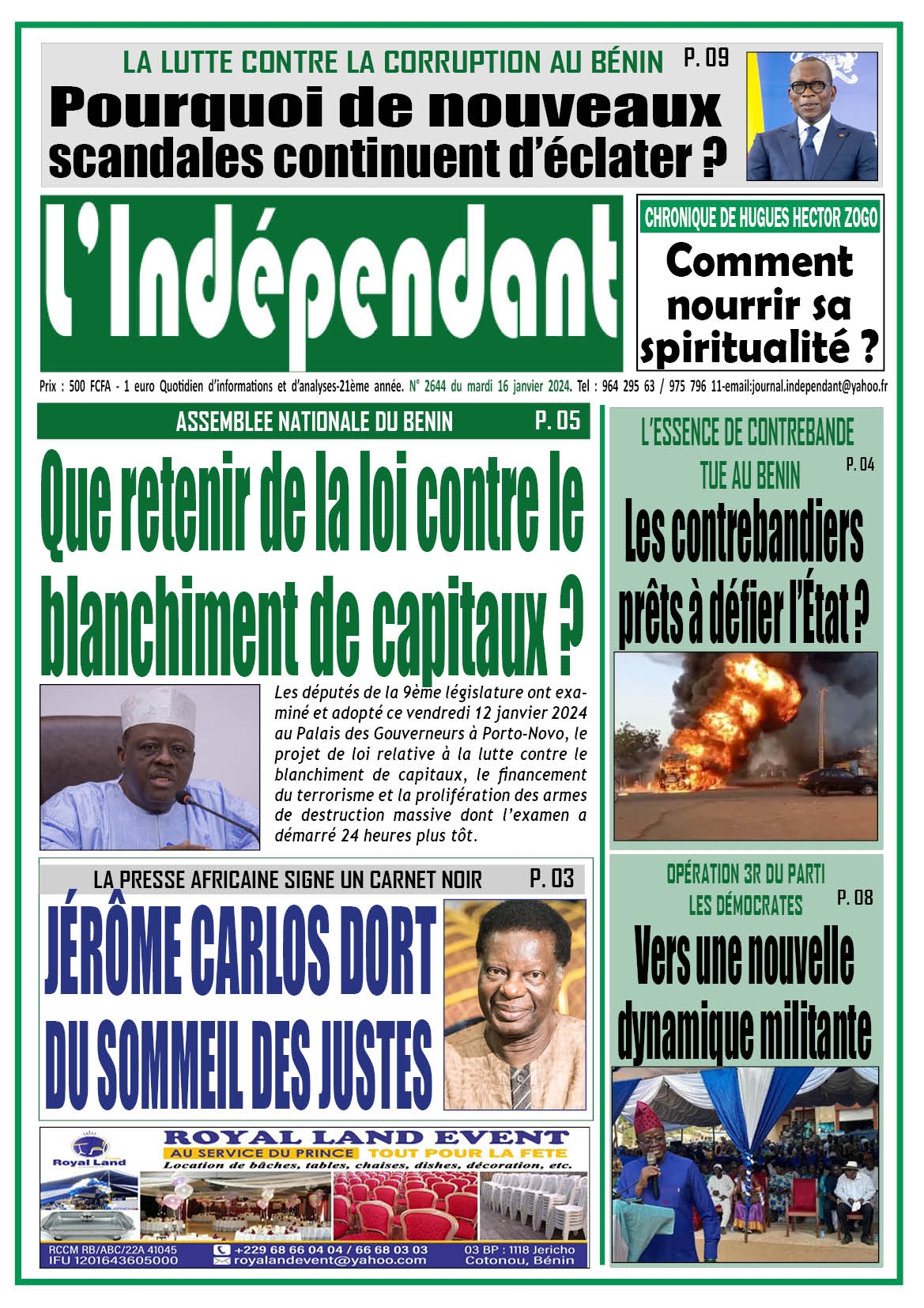 L'Indépendant - Parution numéro 2644 du mardi 16 janvier 2024
