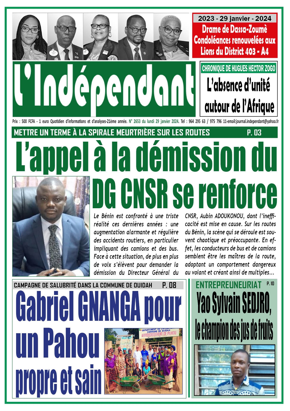 L'Indépendant - Parution numéro 2653 du lundi 29 janvier 2024