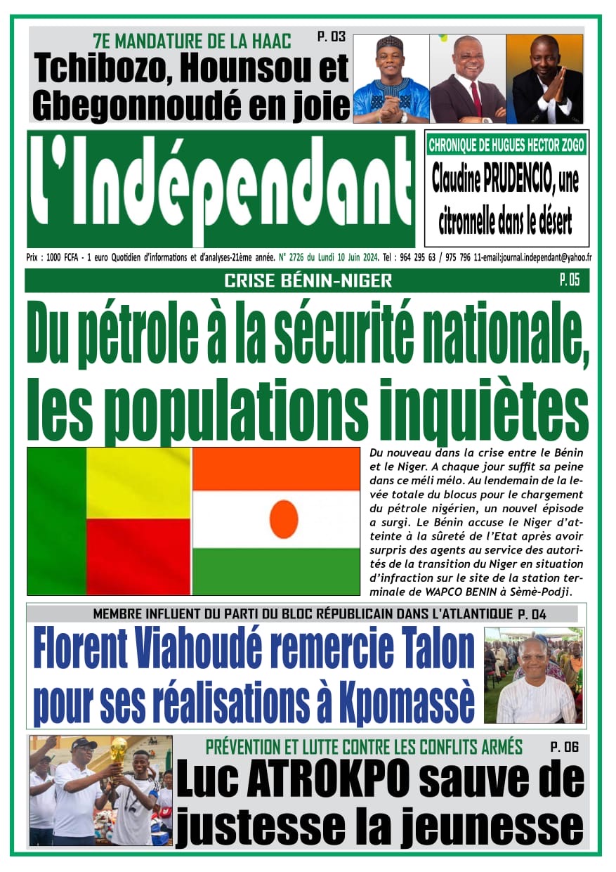 L'Indépendant - Parution numéro 2726 du lundi 10 juin 2024