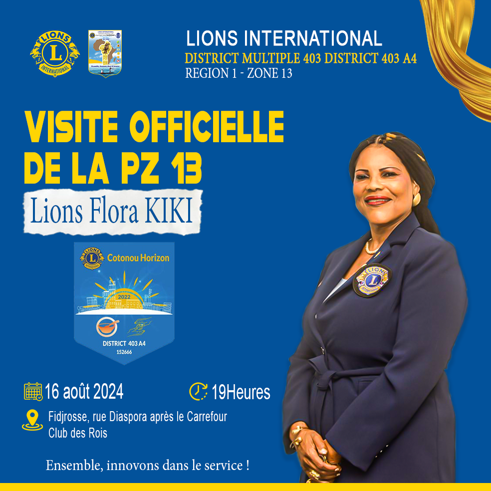 Le Lions Flora KIKI en visite officielle au Lions Club Cotonou Horizon