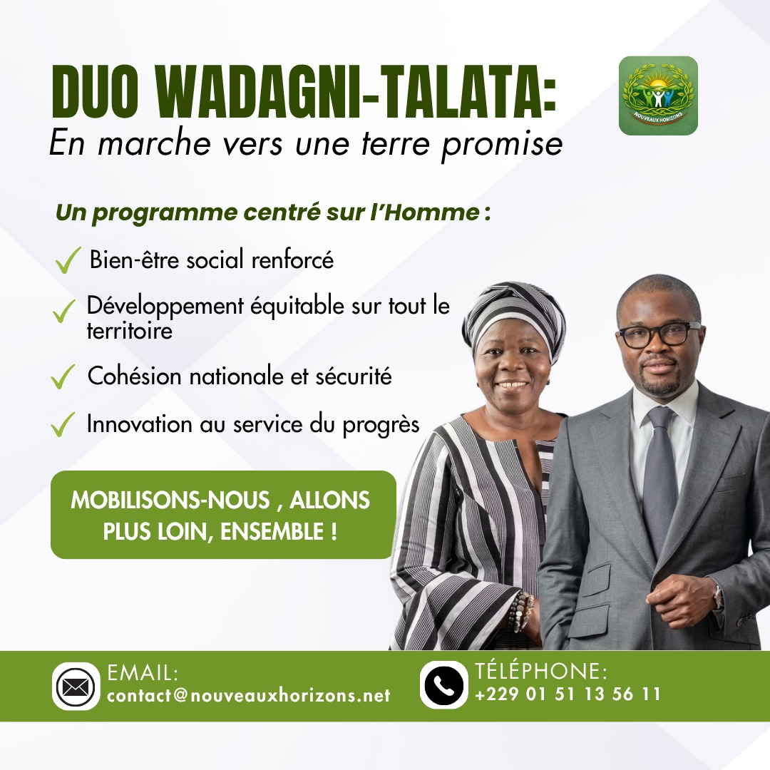 Election présidentielle : Le GRA « Nouveaux Horizons » apprécie le projet de société du duo Wadagni-Talata