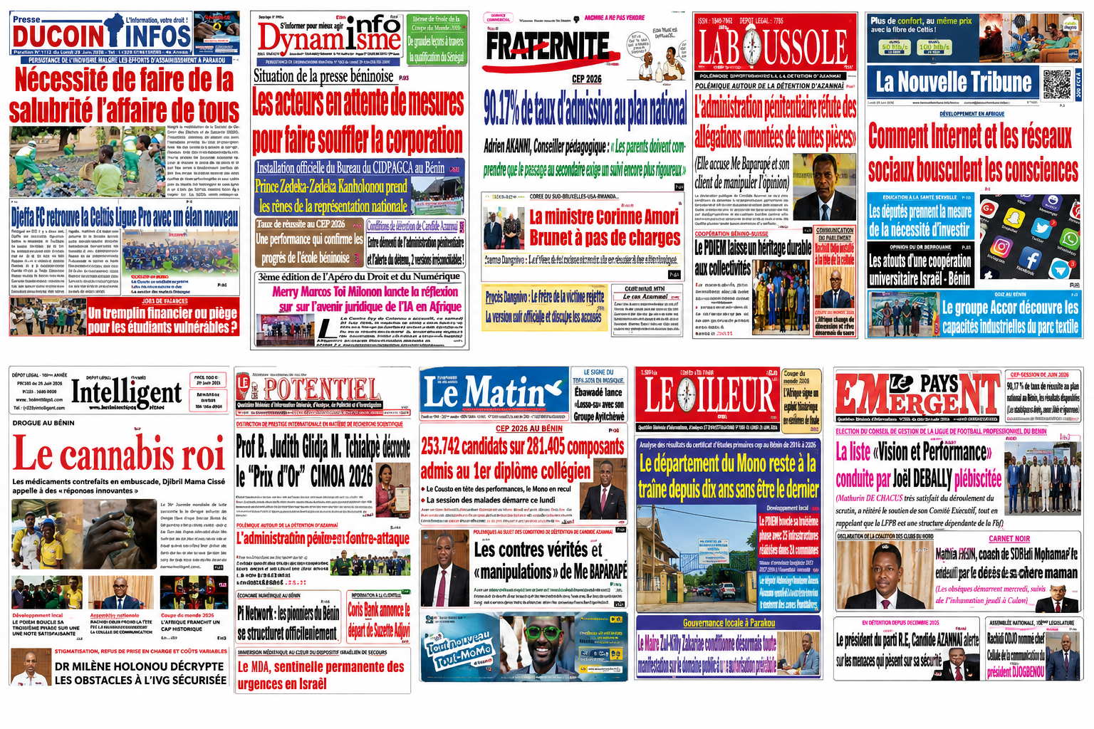 Revue des titres de la presse béninoise - Numéro du lundi 29 juin 2026